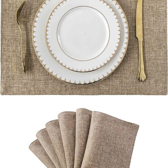 Other - Fabric Cotton Placemats Set of 6 Heat Resistant Dining Table Place Mats Kitchen